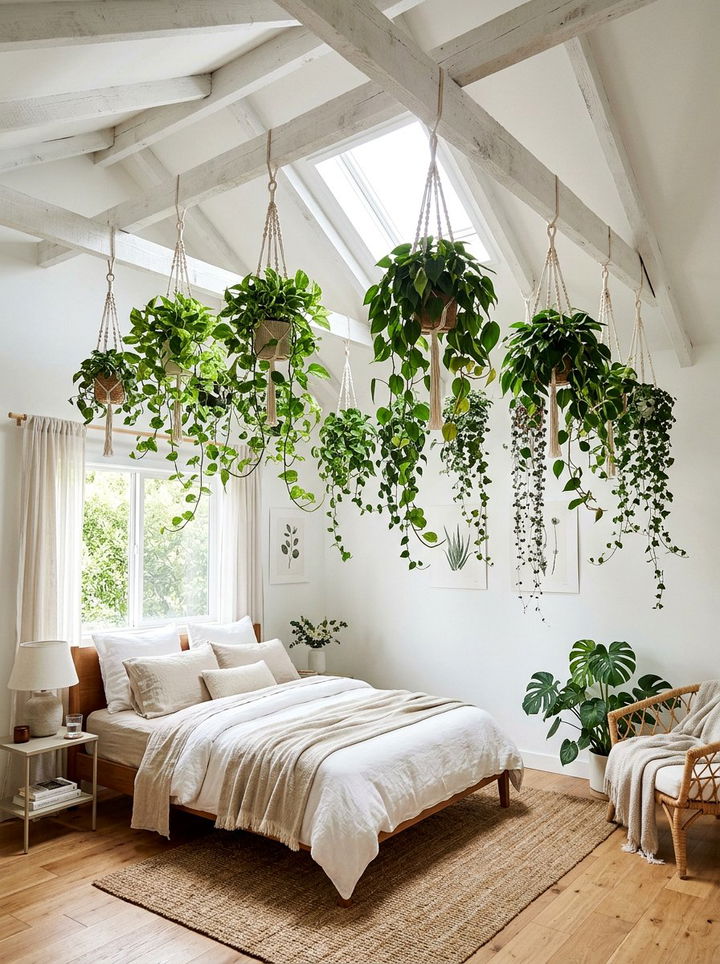 Vaulted Ceiling Hanging Plants - 30 bedroom vaulted ceiling ideas