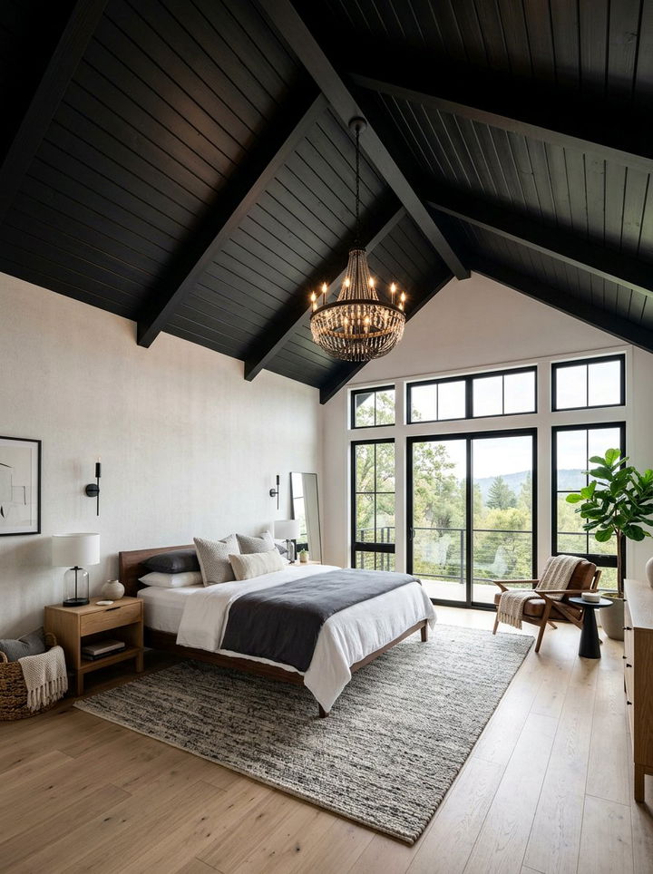 Vaulted Ceilings - 30 rustic black bedroom ideas