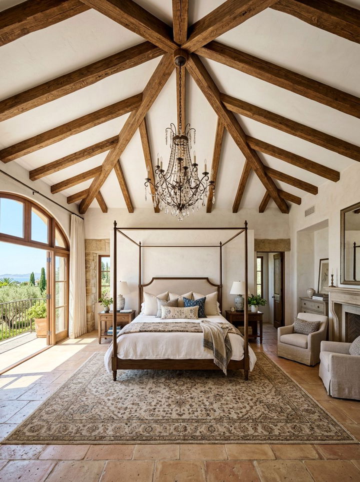 Vaulted ceiling bedroom - 30 Greek bedroom ideas