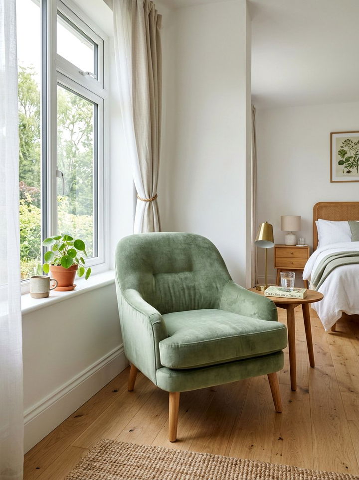 Velvet Accent Chair - 30 Norwegian bedroom ideas