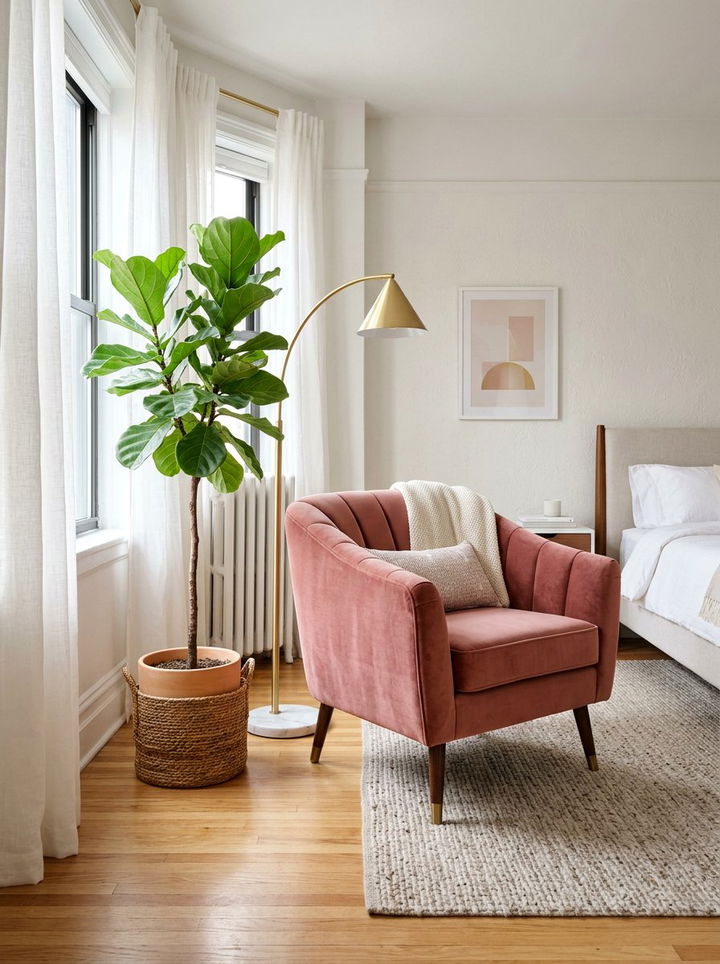 Velvet Accent Chair - 30 plush bedroom ideas