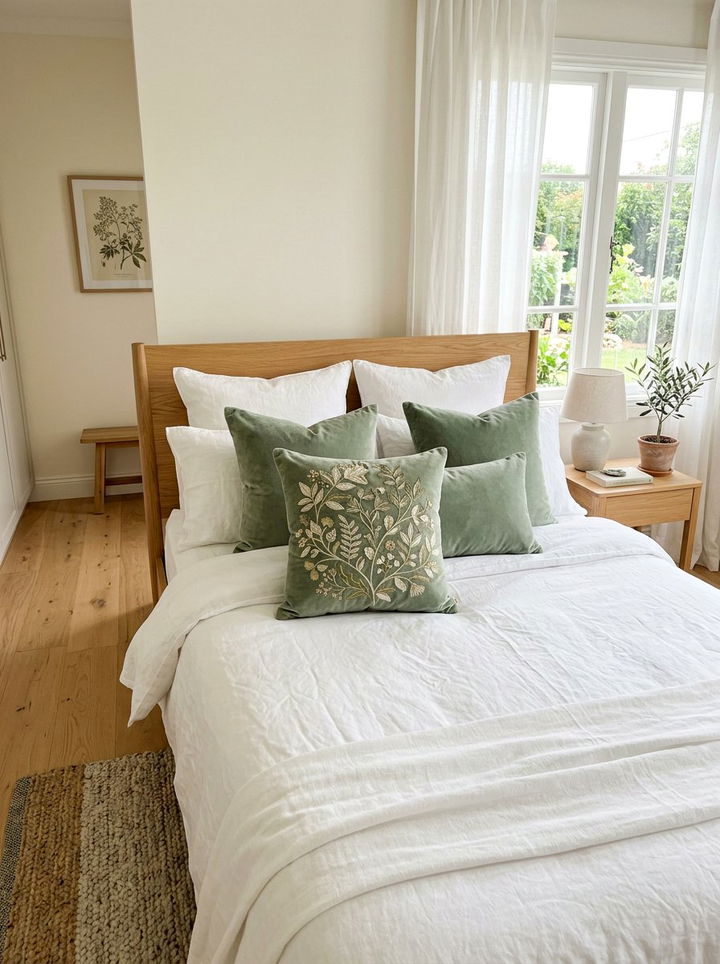 Velvet Accent Pillow - 30 scandinavian bedroom ideas