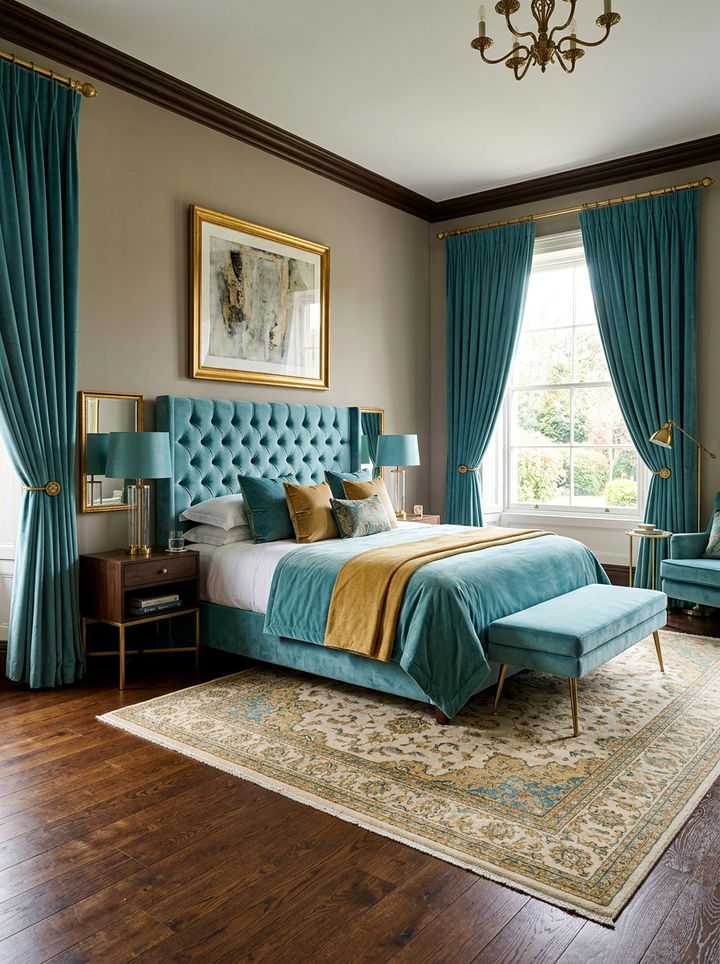 Velvet Aqua Bedroom - 30 aqua bedroom ideas