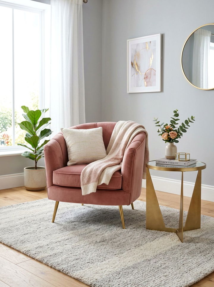 Velvet Barrel Chair - 30 bedroom seating ideas