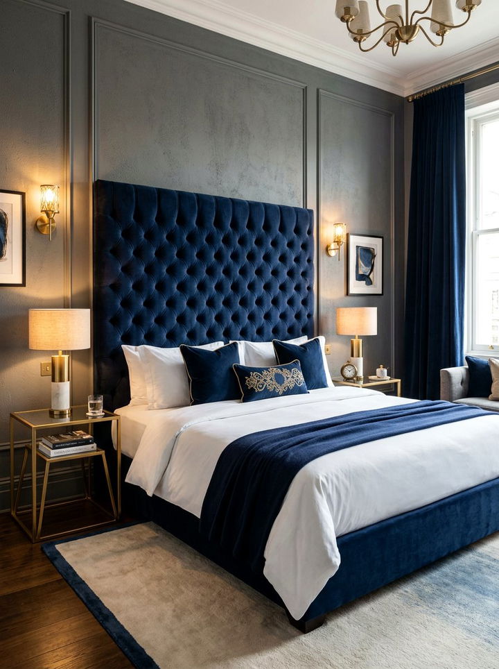 Velvet Bed Frame - 30 first apartment bedroom ideas