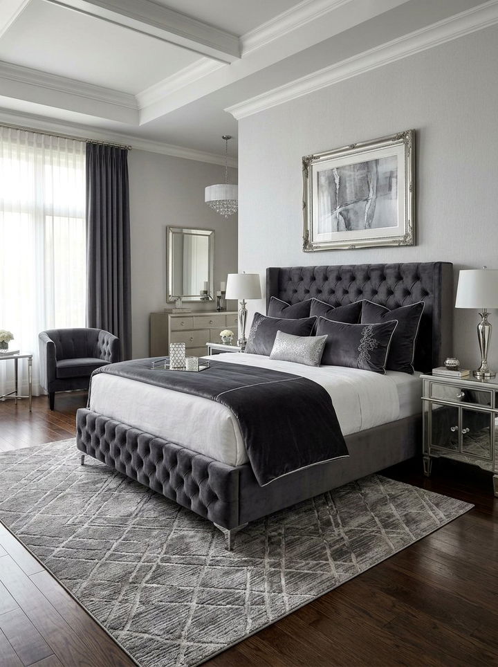 Velvet Bed Frame - 30 bedroom soundproofing ideas