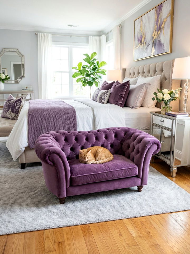Velvet Cat Sofa - 30 cat bedroom ideas