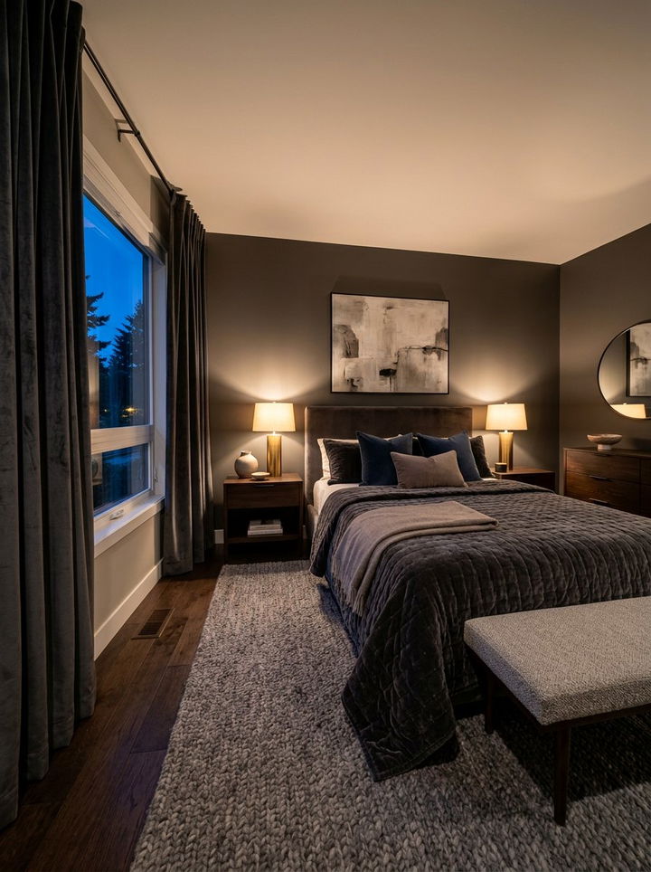 Velvet Curtain - 30 soft texture bedroom ideas