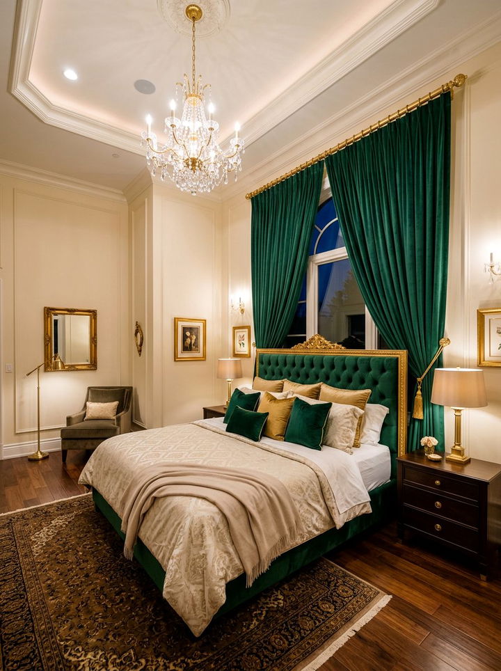 Velvet Curtains - 30 bedroom window treatment ideas