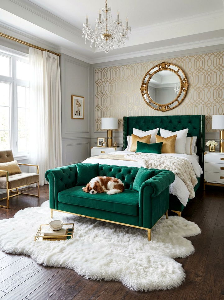 Velvet Dog Sofa - 30 dog bed bedroom ideas
