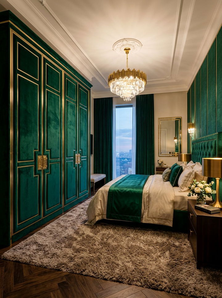 Velvet Finish Wardrobe - 30 bedroom built-in wardrobes