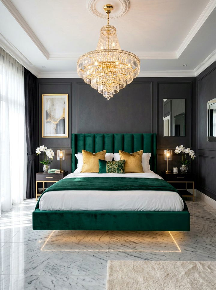 Velvet Floating Bed - 30 bedroom floating bed ideas