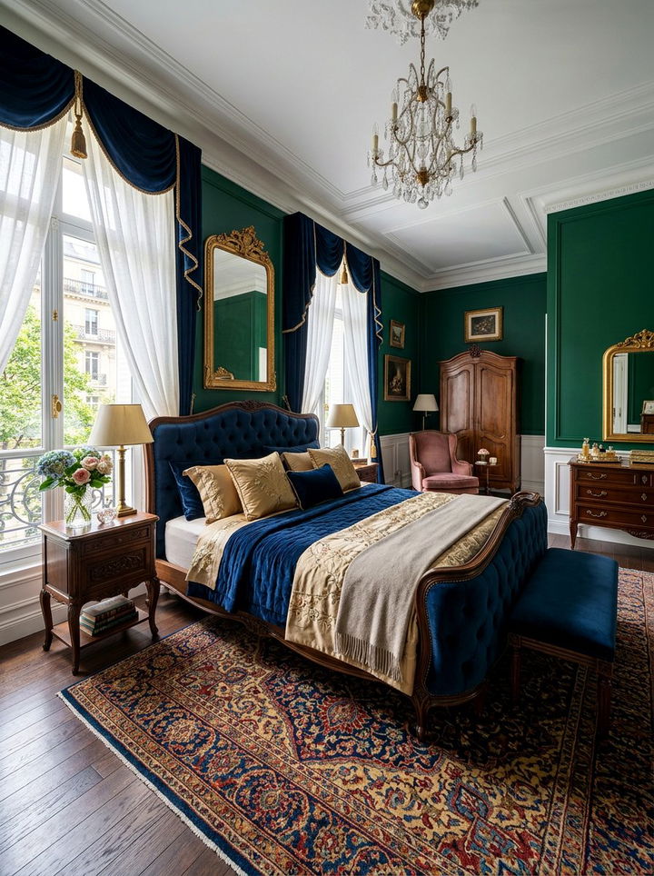 Velvet French bedroom - 30 French bedroom ideas