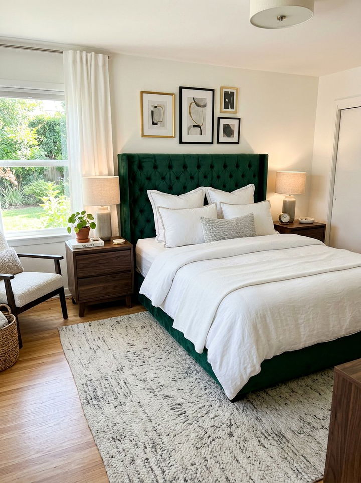 Velvet Headboard - 30 character home bedroom ideas