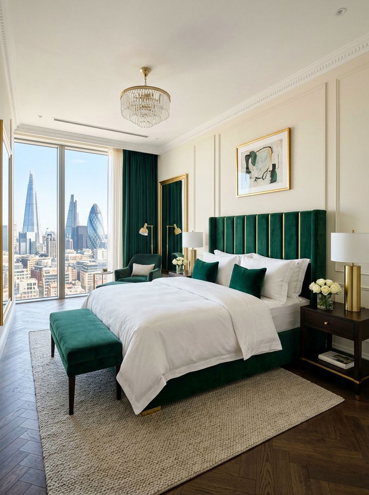 Velvet Headboard - 30 layered texture bedroom ideas