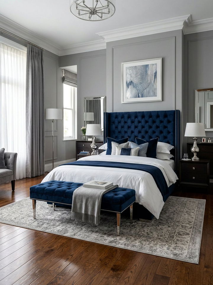 Velvet Headboard Bedroom - 30 Hollywood bedroom ideas