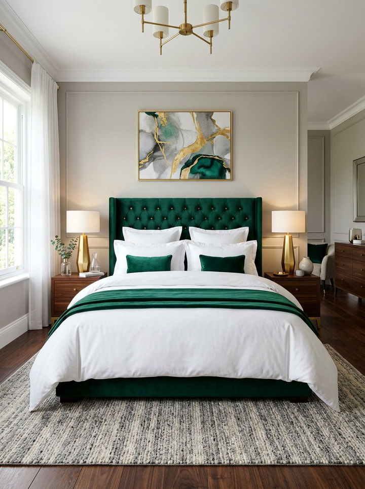 Velvet Headboard Bedroom - 30 luxe bedroom ideas