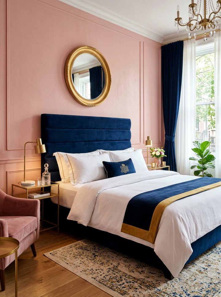 Velvet Headboard Pink Walls - 30 bedroom dusty pink walls