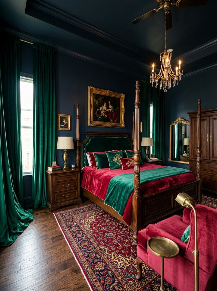 Velvet Jewel Tone Bedroom - 30 jewel toned bedroom ideas