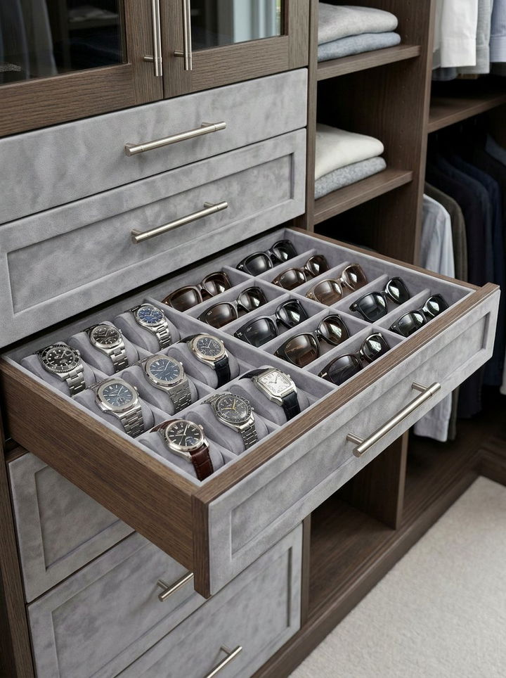 Velvet Lined Accessory Closet Drawers - 30 bedroom closet ideas