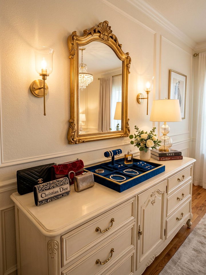 Velvet Lined Bag Trays - 30 bedroom bag storage ideas