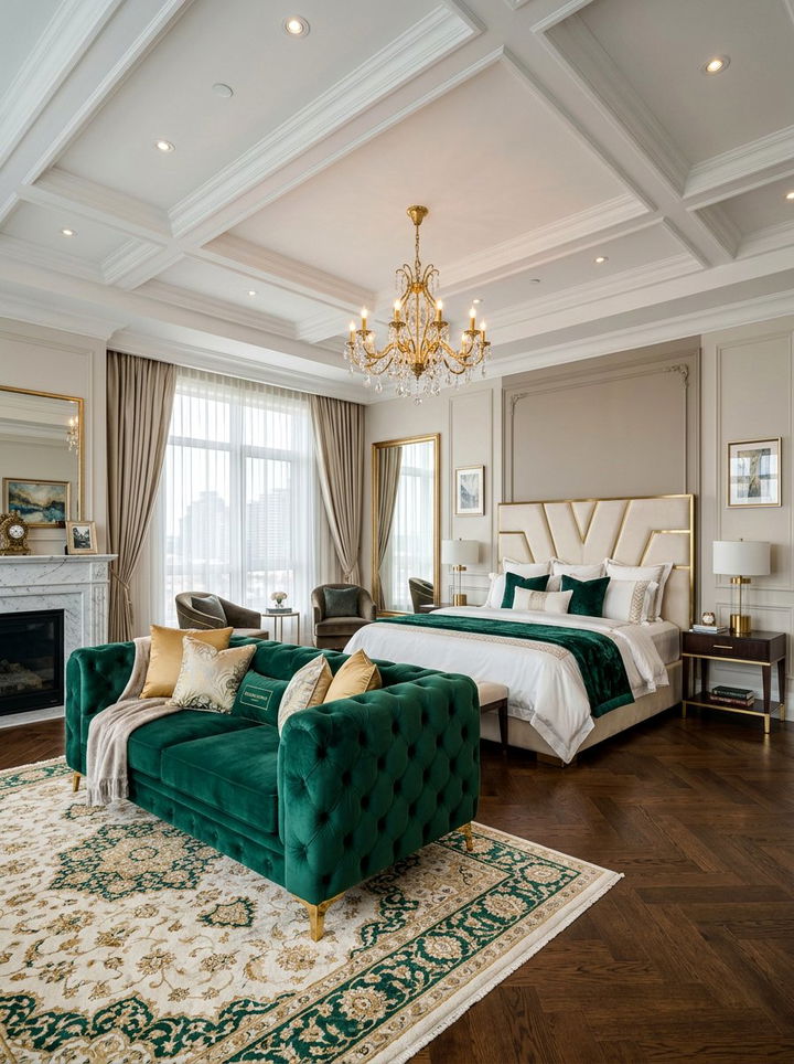 Velvet Loveseat In Master Suite - 30 bedroom loveseats