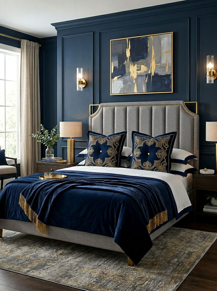 Velvet Navy Euro Sham - 30 bedroom euro shams