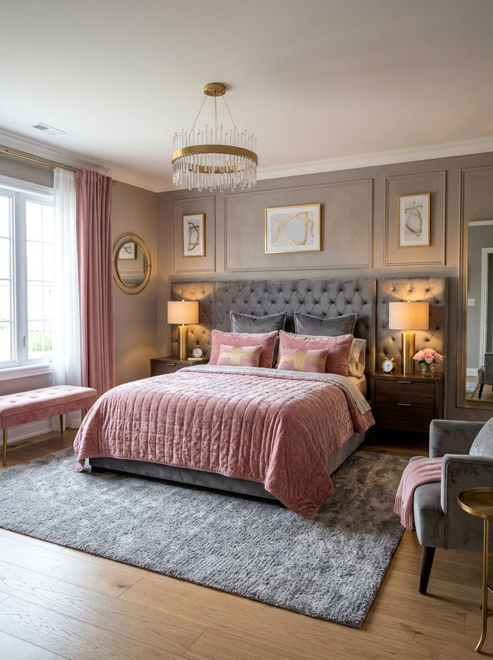 Velvet Pink Gray Master Bedroom - 30 pink gray bedroom ideas
