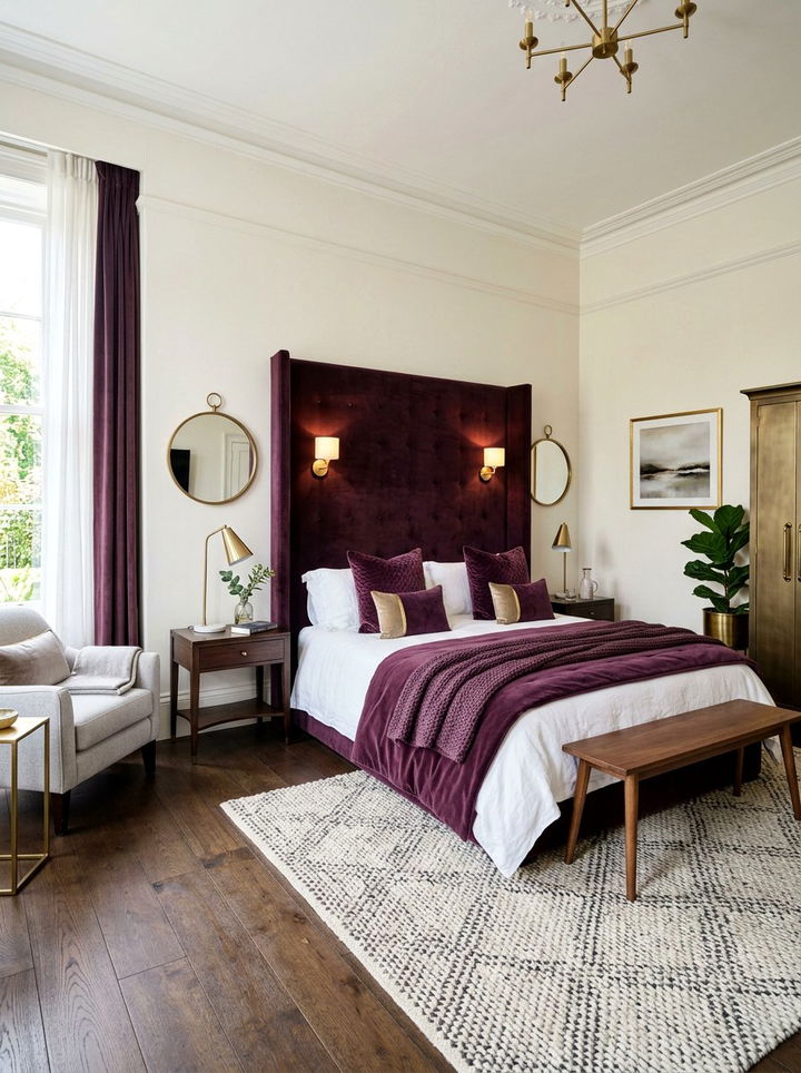 Velvet Plum Bedroom - 30 jewel tone bedroom ideas