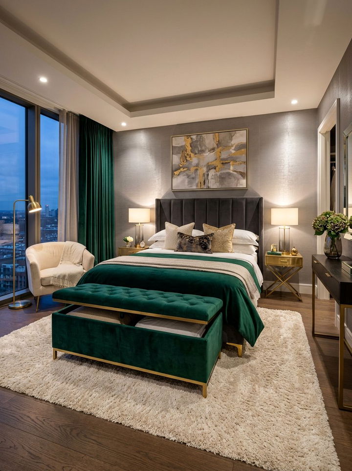 Velvet Storage Ottoman - 30 bedroom storage benches