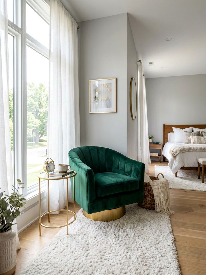 Velvet Swivel Chair - 30 bedroom reading chairs