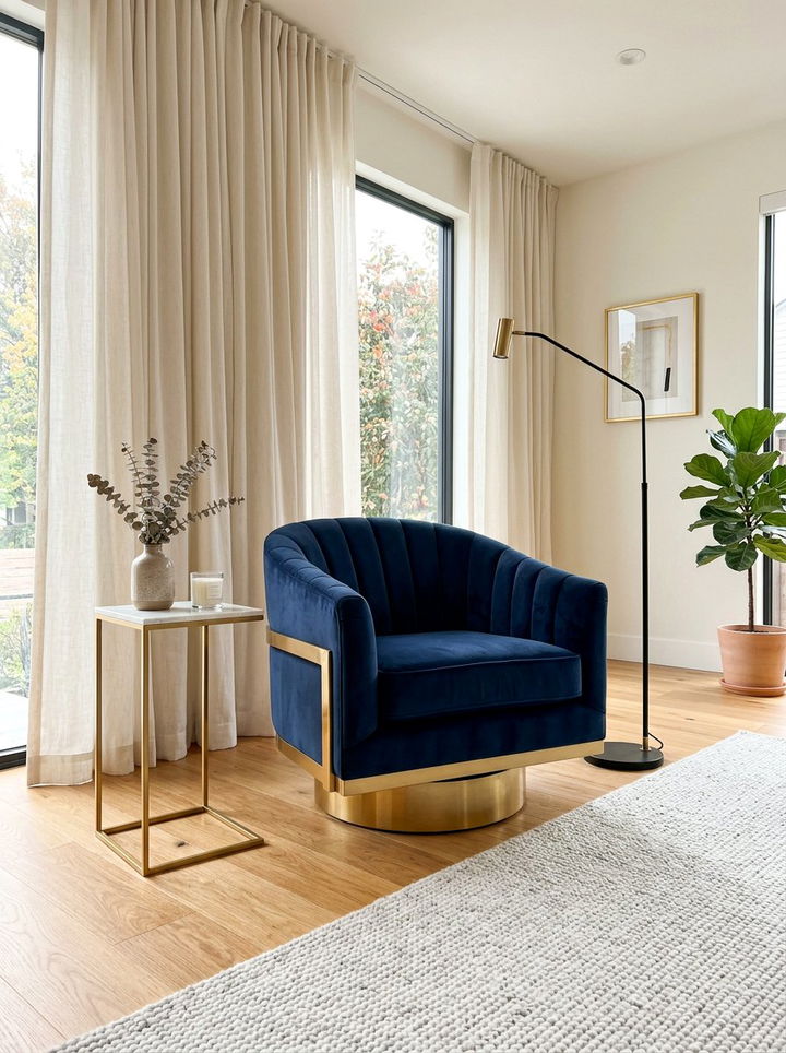 Velvet Swivel Chair - 30 bedroom chairs