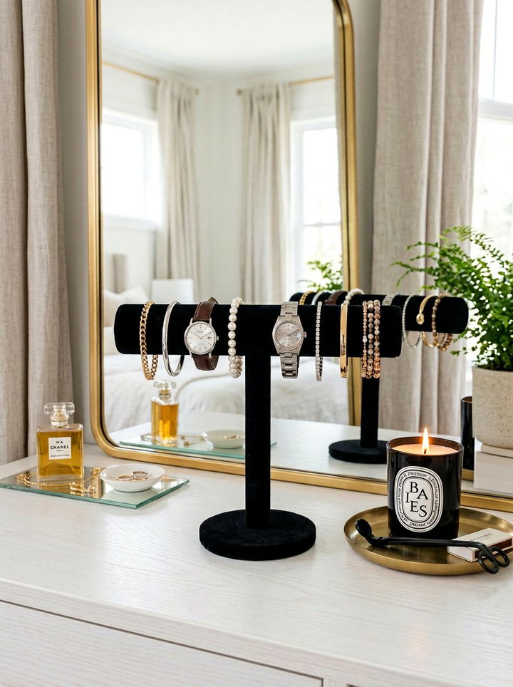 Velvet T Bar Jewelry Stand - 30 bedroom jewelry storage ideas