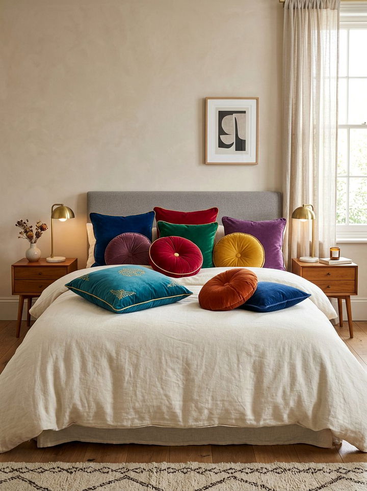 Velvet Throw Pillows - 30 plush bedroom ideas
