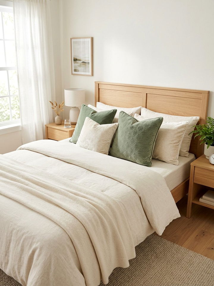 Velvet Throw Pillows - 30 soft minimalist bedroom ideas