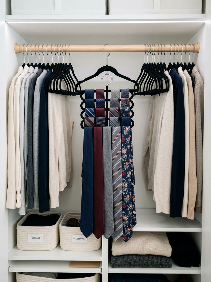 Velvet Tie Hanger - 30 bedroom tie storage ideas