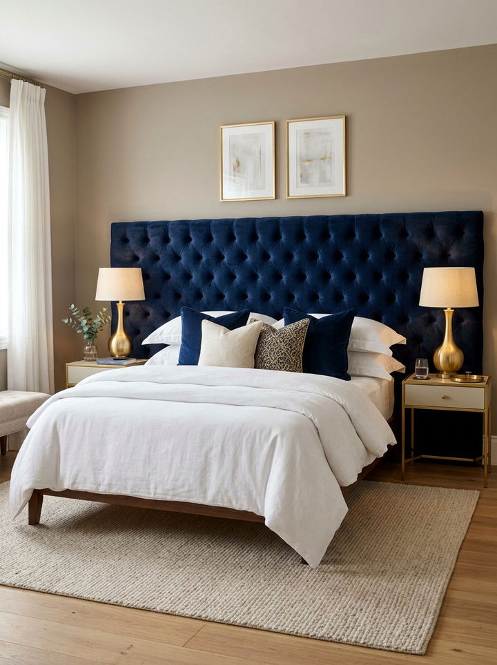 Velvet Tufted Headboard - 30 Parisian bedroom ideas
