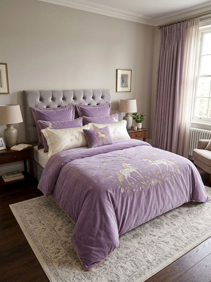 Velvet Unicorn Bedding - 30 unicorn bedroom ideas