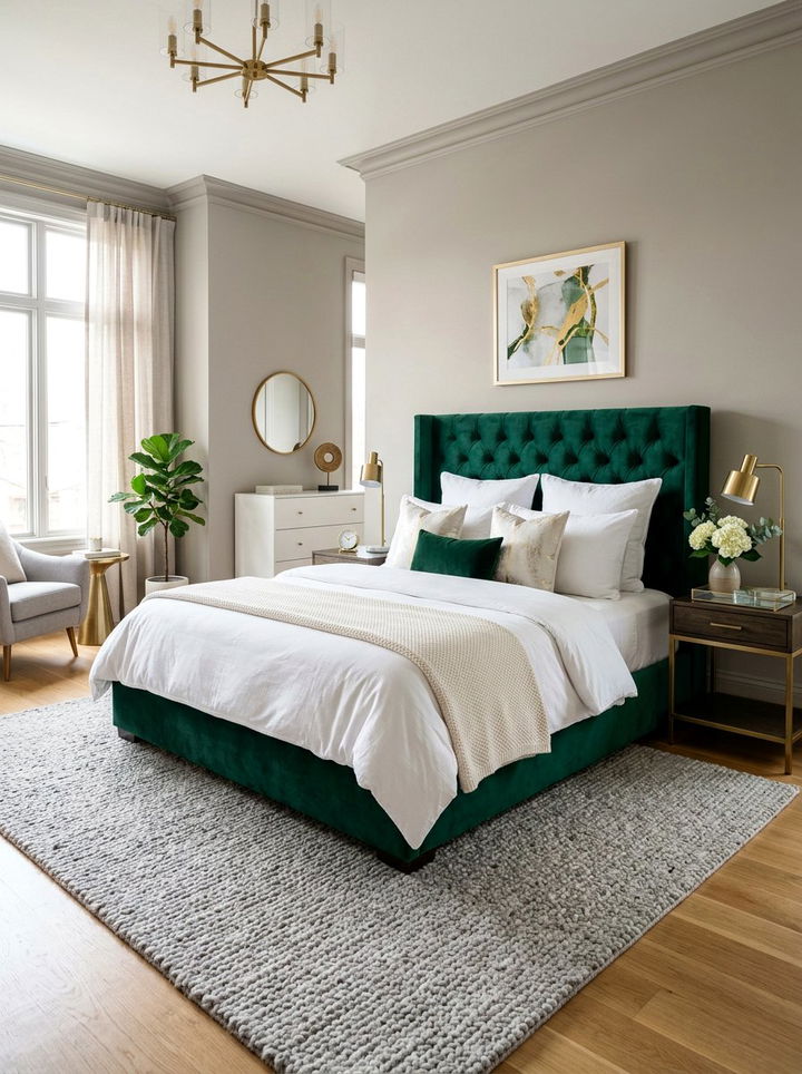 Velvet Upholstered Bed Bedroom - 30 new build bedroom ideas