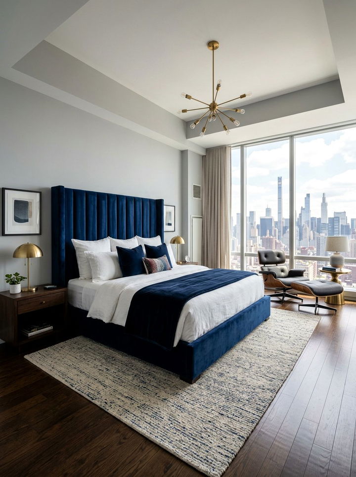 Velvet Upholstered Bed Frame - 30 penthouse bedroom ideas