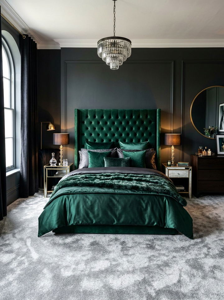 Velvet Upholstered Bedroom - 30 model home bedroom ideas