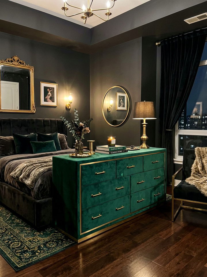 Velvet Upholstered Wide Dresser - 30 bedroom wide dressers