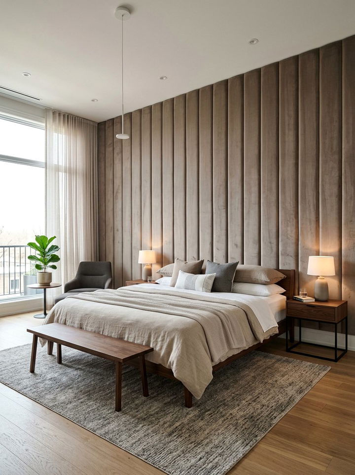 Velvet Wall Panel Setup - 30 velvet bedroom ideas