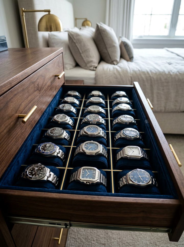 Velvet Watch Organizers - 30 bedroom drawer organizers
