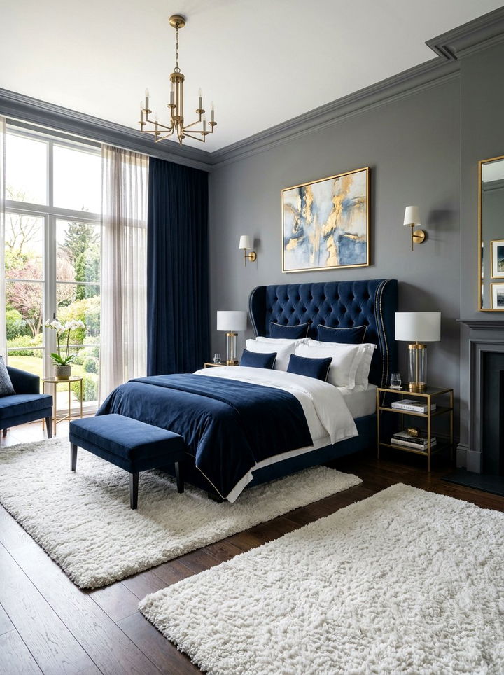 Velvet Wingback Headboard - 30 dramatic bedroom ideas