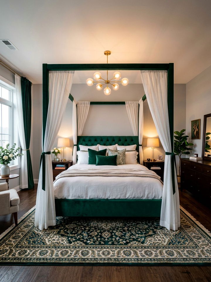 Velvet canopy bed frame - 30 bespoke bedroom ideas