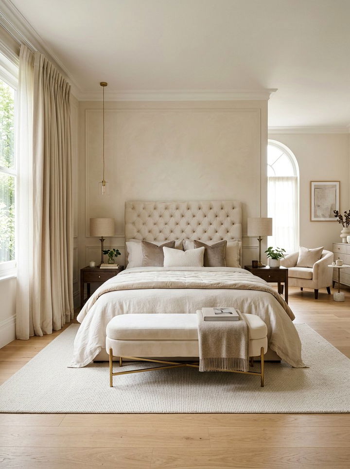 Velvet cream bedroom - 30 modern cream bedroom ideas