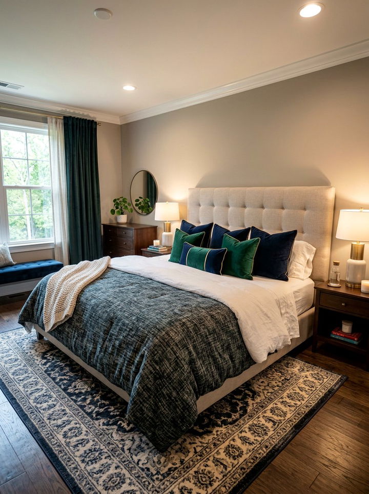 Velvet decorative pillows - 30 cozy texture bedroom ideas