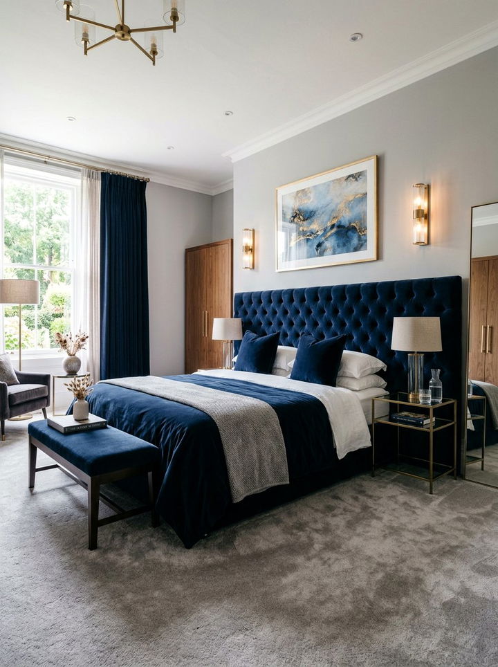 Velvet headboard master bedroom - 30 high end bedroom ideas