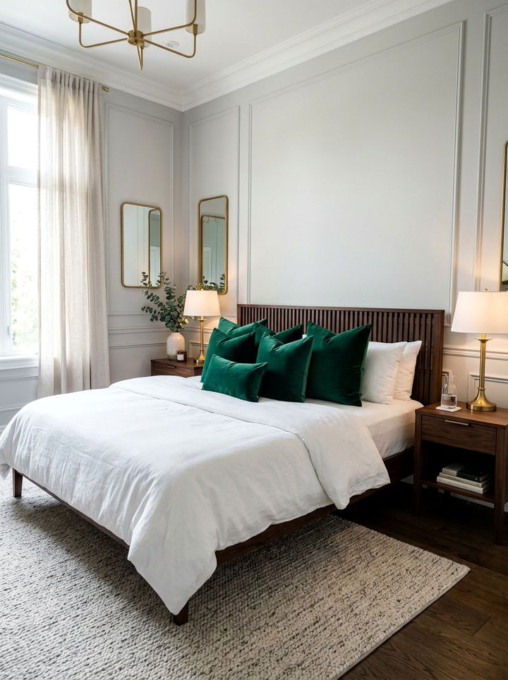 Velvet throw pillows - 30 cheap bedroom ideas